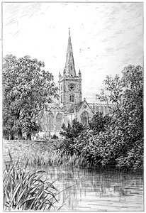 Stratford Church as Seen from the River, Stratford-upon-Avon, Warwickshire, 1885