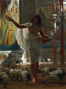 Feeding the Sacred Ibis in the Halls of Karnak