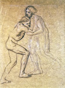 Study of Two Nude Males Embracing for The Prodigal