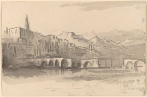 Bridge with Mountains in the Distance, Ventimiglia by Edward Lear
