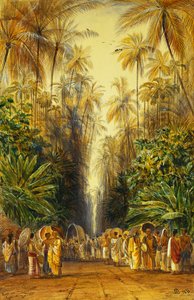 Figures on a Road Near Galle, Ceylon by Edward Lear