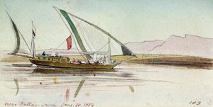 Study of Gyassi (Egyptian Boat) on the Nile Near Ballas