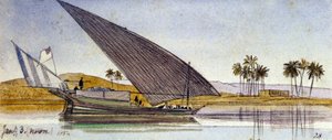 The Banks of the Nile, with a Large Gyassi Passing By