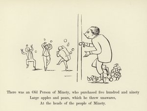 There was an Old Person of Minety, Who Purchased Five Hundred and Ninety Large Apples and Pears