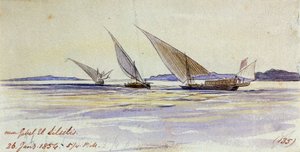 Three Traditional Egyptian Transport Ships, Sailing on the Nile, Near Gebel el-Silsila