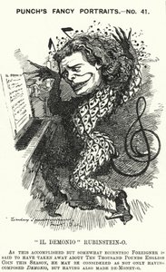 Punch cartoon: Anton Rubinstein, Russian pianist, composer and conductor by Edward Linley (after) Sambourne