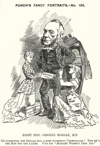Punch Cartoon: George Osborne Morgan, Welsh Lawyer and Liberal Politician by Edward Linley (after) Sambourne