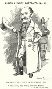 Punch cartoon: Henry Charles Fitzroy Somerset, 8th Duke of Beaufort, English soldier and Conservative politician