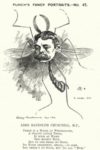 Punch Cartoon: Lord Randolph Churchill, English Conservative Politician by Edward Linley (after) Sambourne