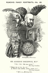 Punch cartoon: Sir Algernon Borthwick by Edward Linley (after) Sambourne
