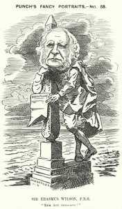 Punch cartoon: Sir Erasmus Wilson, English surgeon and dermatologist by Edward Linley (after) Sambourne