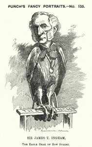 Punch cartoon: Sir James Taylor Ingham, English lawyer and police magistrate by Edward Linley (after) Sambourne