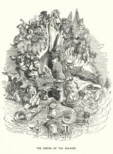 The Sirens of the Sea-Side - British Coastal Holiday Resorts (engraving) by Edward Linley (after) Sambourne