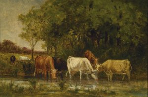 Cows in Landscape by Edward Mitchell Bannister