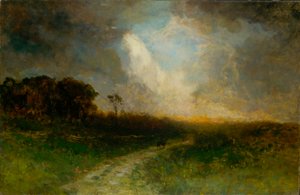 Untitled (landscape, man on horse)