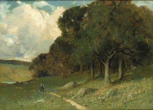 Man on Path with Trees in Background