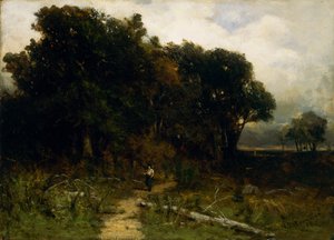 Untitled Landscape, Woodcutter on Path
