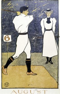 Couple Playing Golf - in "Golf Calendar" by Edward Penfield by Edward Penfield