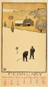 Golf Calendar. February by Edward Penfield