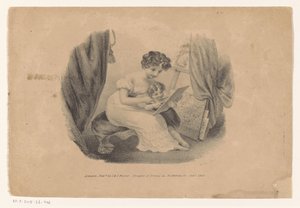 Woman and Child Looking at a Print