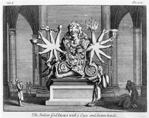 The Indian God Ixora with 3 Eyes and Sixteen Hands, c.1780