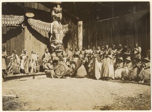 [Banked Thick Against the Walls Was the Motley Throng of Warriors and Their Wives] by Edward S. Curtis
