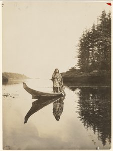 [Long does my sturdy craft breast wave and tide] by Edward S. Curtis
