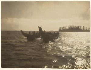 Madly They Drove Their Craft Across the Water by Edward S. Curtis