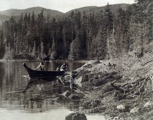 American Indians Canoeing on the Shore of the Nootka by Edward Sheriff Curtis