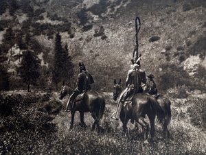 Indians of America of the Apsaroke tribe in the black canyon, United States