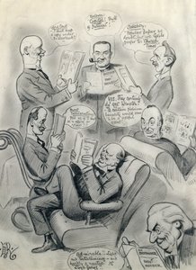 The Bystander 1000th Number, Featuring Lord Cave, Stanley Baldwin, Lord Salisbury, Herbert Asquith, and Winston Churchill by Edward Tennyson Reed