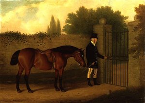 A Gentleman Leading a Welsh Cob by a Garden Gate by Edward Tolley