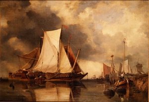 Fishing Boats Aground on the Scheldt by Edward William Cooke