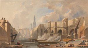 Old and New London Bridge by Edward William Cooke