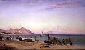 Salerno, Drying Nets by Edward William Cooke