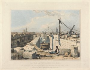 The Old and New London Bridge by Edward William Cooke