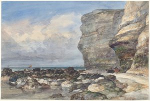 The Rocky Beach and Cliffs at Fécamp by Edward William Cooke