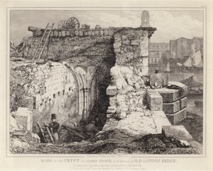 Ruins of St Thomas Chapel on Old London Bridge by Edward William Godwin