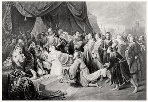 The Surrender of Calais, 4th August 1347 (engraved by John Young)