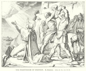 The Martyrdom of Stephen, Acts, ch vii, ver 59, 60 by Edward von Steinle