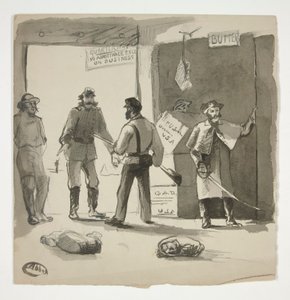Civil War Sketch (recto); Man Viewing a Painting (verso) by Edwin Austin Abbey