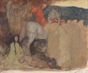 Compositional Study, possibly for Galahad Departs from the Land, in The Quest and Achievement of the Holy Grail, Book Delivery Room, Boston Public Library