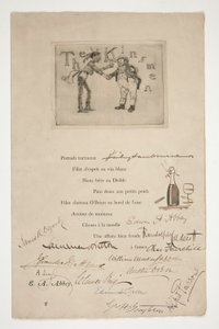 Etching by E.A. Abbey: The Kinsmen - (Illustration to a French Verse) by Edwin Austin Abbey