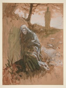 Figure in woods - unidentified illustration