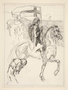Galahad Departs, study for The Quest of the Holy Grail (series of fifteen paintings for the Boston Public Library, completed in 1901)