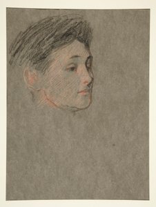 Head of Woman, Black Hair, for Coronation of Edward VII by Edwin Austin Abbey