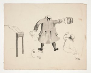 Man Swinging Bucket at Two Boys (recto); Two Men Behind a Wall (verso) by Edwin Austin Abbey