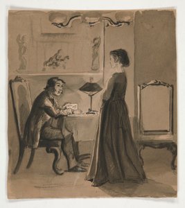 Man and Woman in an Interior - Unidentified Illustration by Edwin Austin Abbey