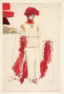 Richard II (in red), Costume Sketch for Henry Irving