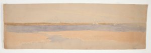River Landscape with Town on Far Shore by Edwin Austin Abbey
